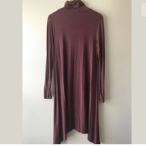 Mauve Anthropologie Jersey Turtleneck Long Sleeve Dress Medium - Picture 4 of 8